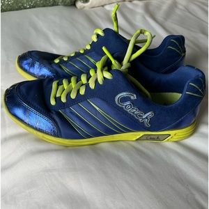 Coach Darla blue metallic and yellow tennis shoes
